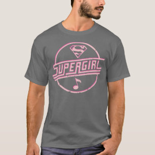 Supergirl noterar rosa musik tee shirt