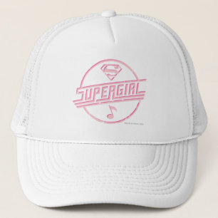 Supergirl noterar rosa musik truckerkeps