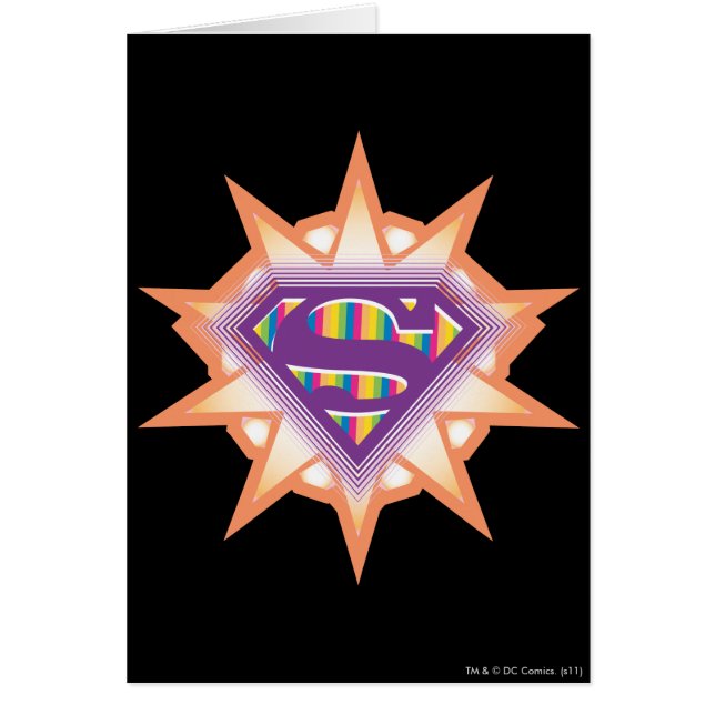 Supergirl Orange Starburst Hälsningskort (Framsidan)