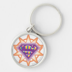 Supergirl Orange Starburst Rund Silverfärgad Nyckelring