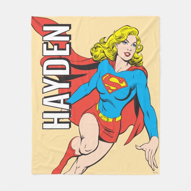 Supergirl på språng fleecefilt (Framsidan)