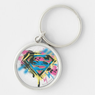 Supergirl Paint och Spills Rund Silverfärgad Nyckelring