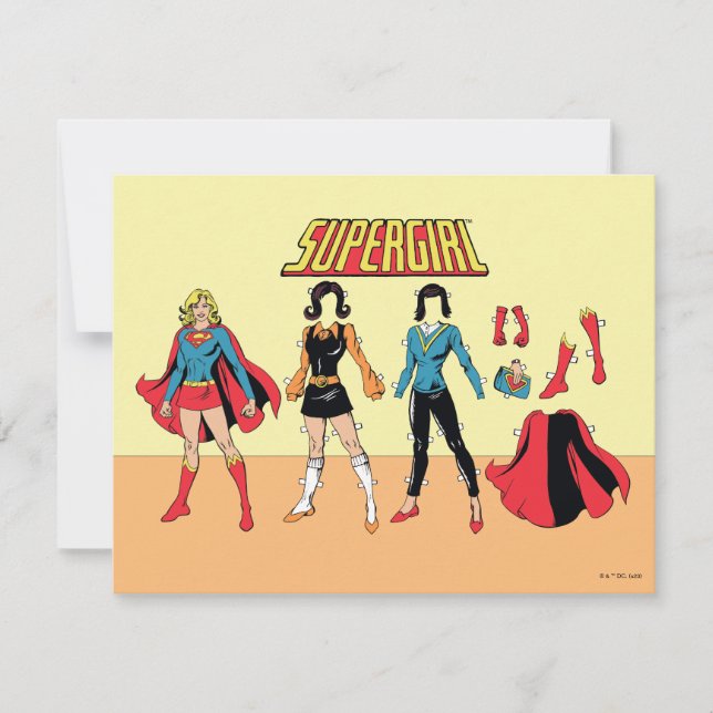 Supergirl Papper Doll Graphic Anteckningskort (Framsida)