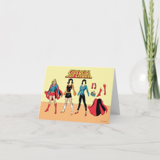 Supergirl Papper Doll Graphic Anteckningskort (Framsida)