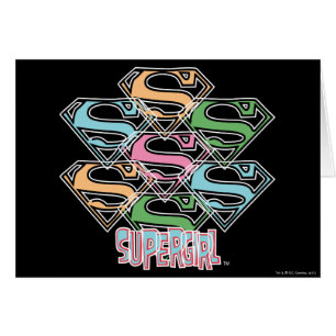 Supergirl Pastel Logotyp Collage Hälsningskort