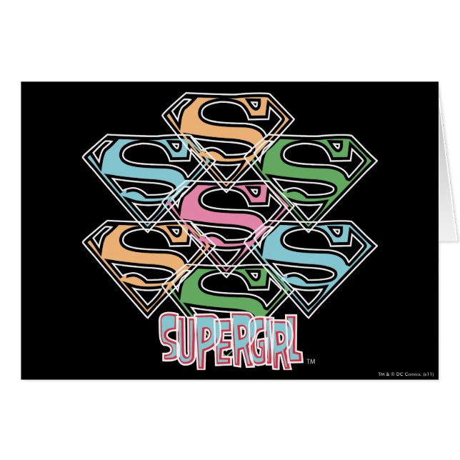 Supergirl Pastel Logotyp Collage Hälsningskort (Framsidan Horizontal)