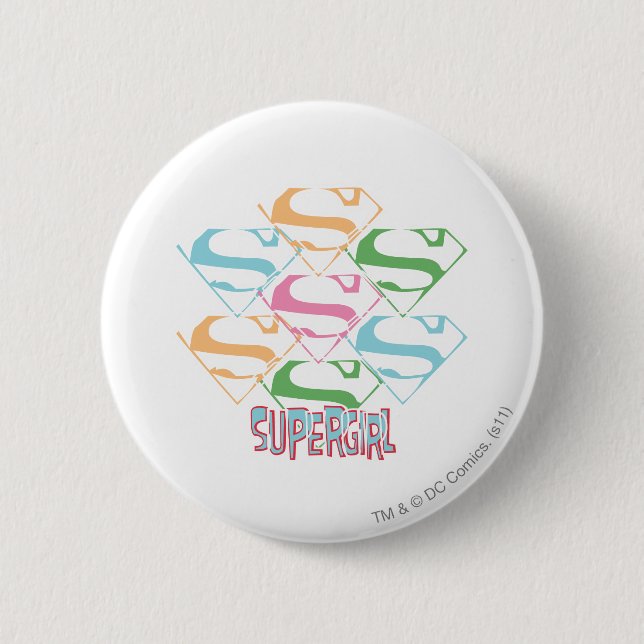Supergirl Pastel Logotyp Collage Knapp (Framsida)