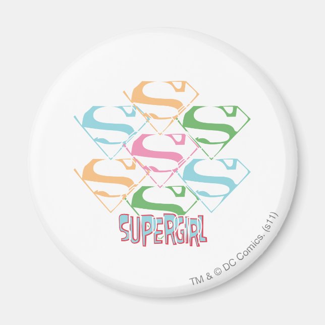 Supergirl Pastel Logotyp Collage Magnet (Framsidan)