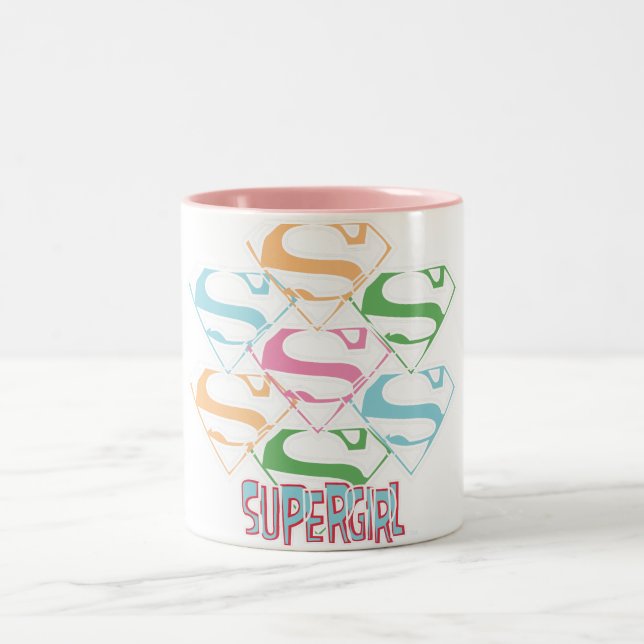 Supergirl Pastel Logotyp Collage Två-Tonad Mugg (Center)