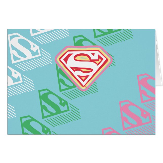 Supergirl Pastel Repeat Mönster Hälsningskort (Framsidan Horizontal)