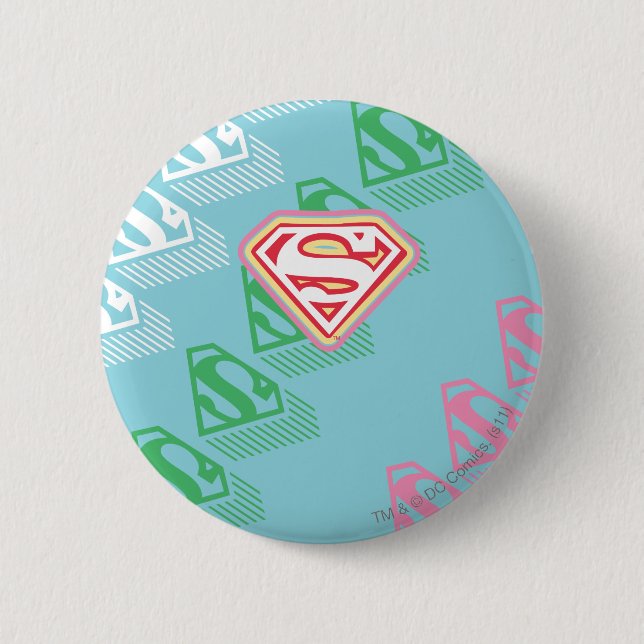Supergirl Pastel Repeat Mönster Knapp (Framsida)