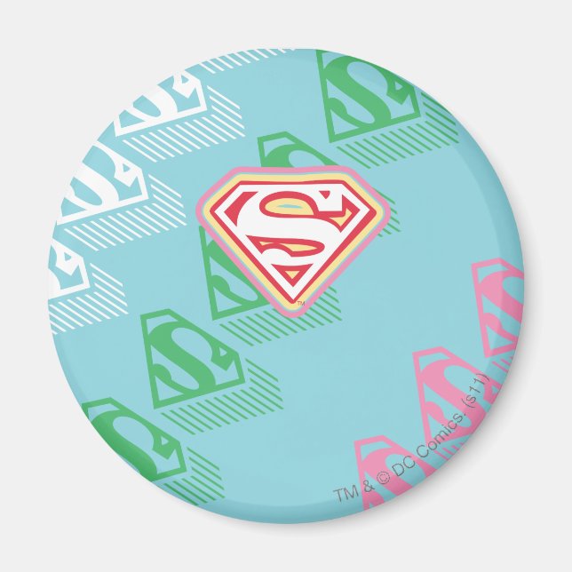 Supergirl Pastel Repeat Mönster Magnet (Framsidan)
