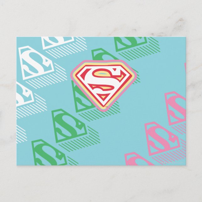 Supergirl Pastel Repeat Mönster Vykort (Framsida)