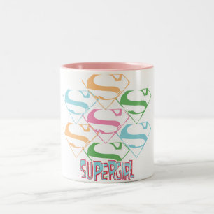 Supergirl pastellfärgad logotypCollage Två-Tonad Mugg