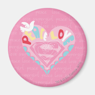 Supergirl Peace and Kärlek Rosa Magnet