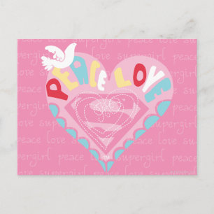 Supergirl Peace and Kärlek Rosa Vykort