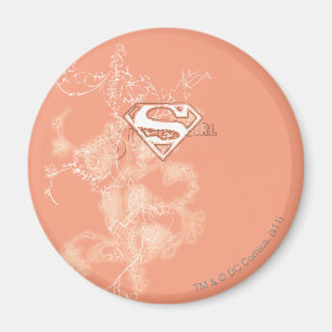 Supergirl Peach Blommönster Magnet