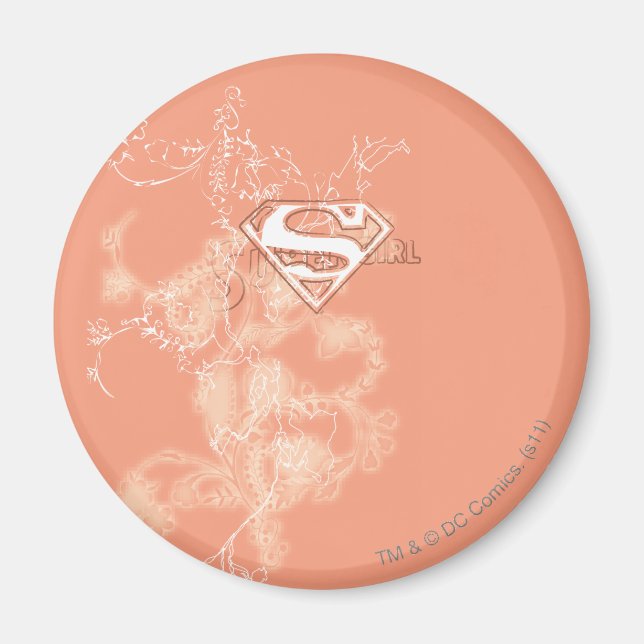 Supergirl Peach Blommönster Magnet (Framsidan)