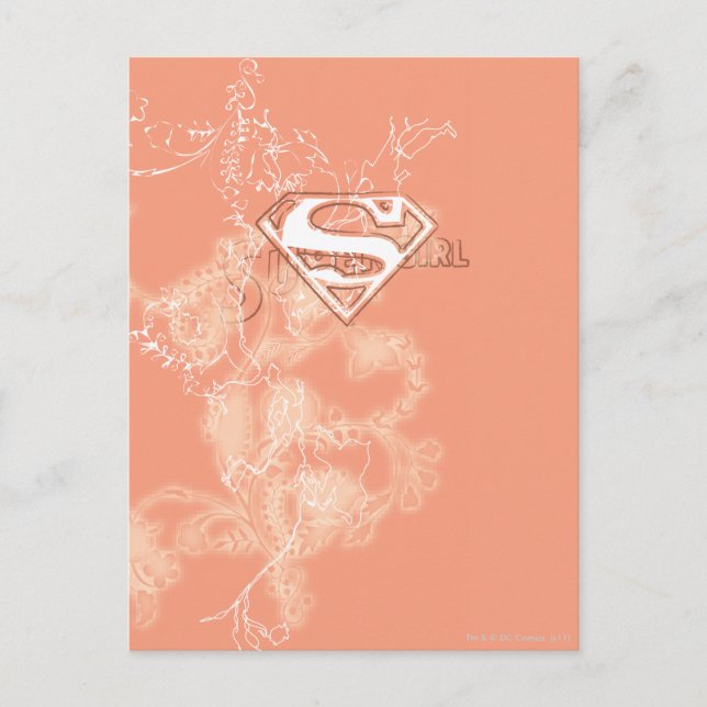 Supergirl Peach Blommönster Vykort (Framsida)