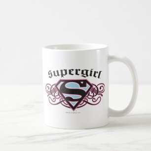 Supergirl Pin Strips Black and Rosa Kaffemugg