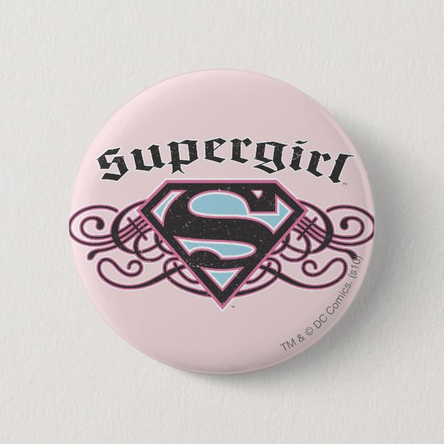 Supergirl Pin Strips Black and Rosa Knapp (Framsida)