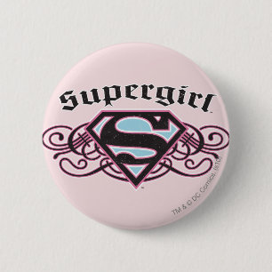 Supergirl Pin Strips Black and Rosa Knapp