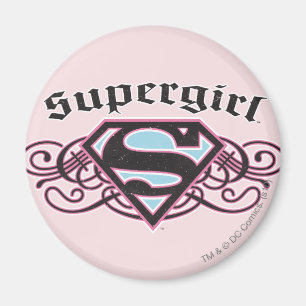 Supergirl Pin Strips Black and Rosa Magnet