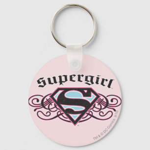 Supergirl Pin Strips Black and Rosa Nyckelring