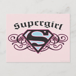 Supergirl Pin Strips Black and Rosa Vykort