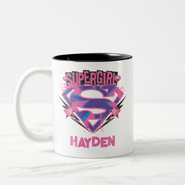 Supergirl Pink and Purple Grunge Logo Två-Tonad Mugg (Vänster)