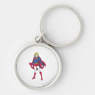 Supergirl Pose 2 Rund Silverfärgad Nyckelring