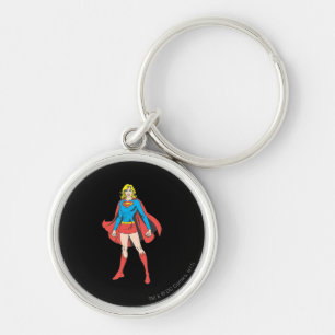 Supergirl Pose 5 Rund Silverfärgad Nyckelring
