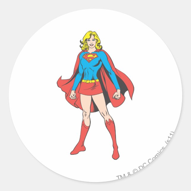 Supergirl Pose 5 Runt Klistermärke (Framsida)