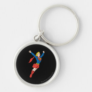 Supergirl Pose 6 Rund Silverfärgad Nyckelring