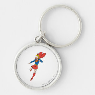 Supergirl Pose 8 Rund Silverfärgad Nyckelring