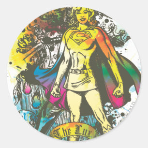 Supergirl poserar luxen runt klistermärke