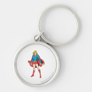 Supergirl Poses Rund Silverfärgad Nyckelring