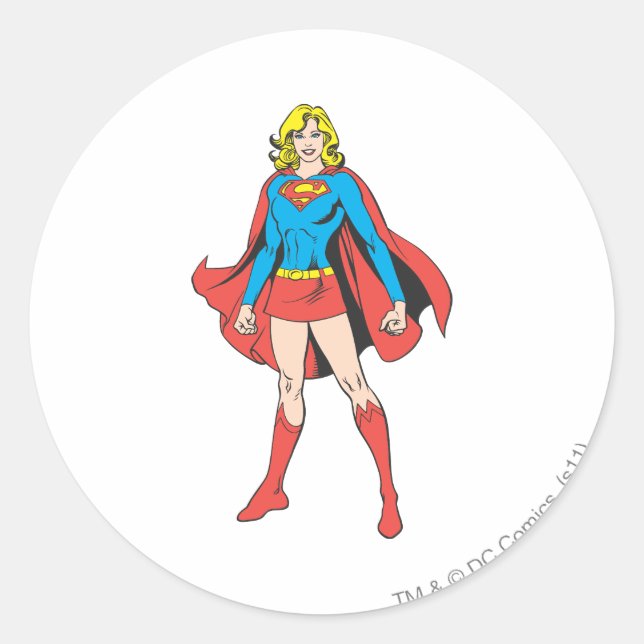 Supergirl Poses Runt Klistermärke (Framsida)