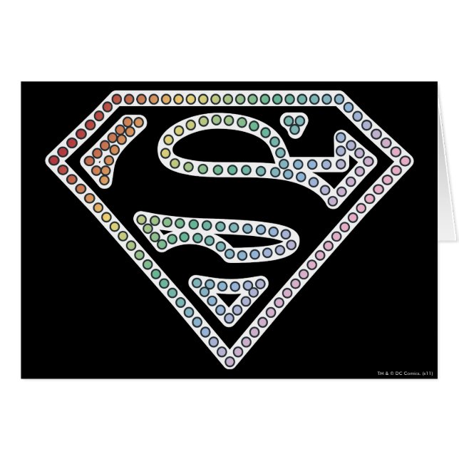Supergirl Rainbow Outline Logotyp Hälsningskort (Framsidan Horizontal)