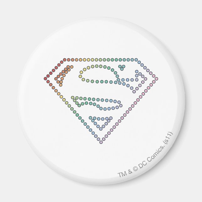 Supergirl Rainbow Outline Logotyp Magnet (Framsidan)