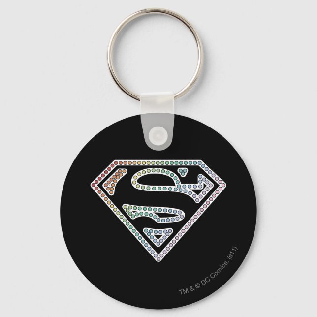 Supergirl Rainbow Outline Logotyp Nyckelring (Framsida)