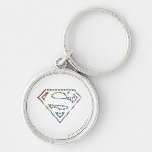 Supergirl Rainbow Outline Logotyp Rund Silverfärgad Nyckelring