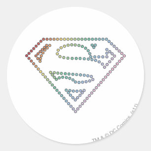 Supergirl Rainbow Outline Logotyp Runt Klistermärke