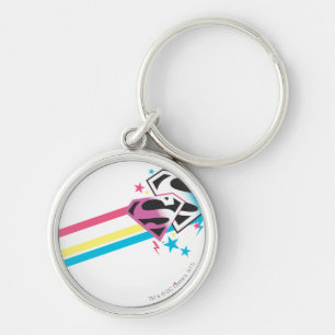 Supergirl Rainbow Rand Rund Silverfärgad Nyckelring