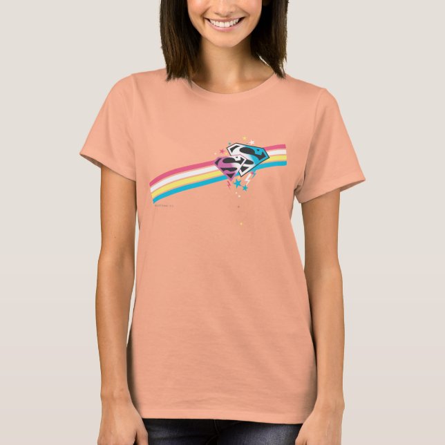 Supergirl Rainbow Rand T Shirt (Framsida)