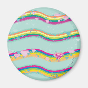 Supergirl Rainbow Vinkarare Grönt Magnet