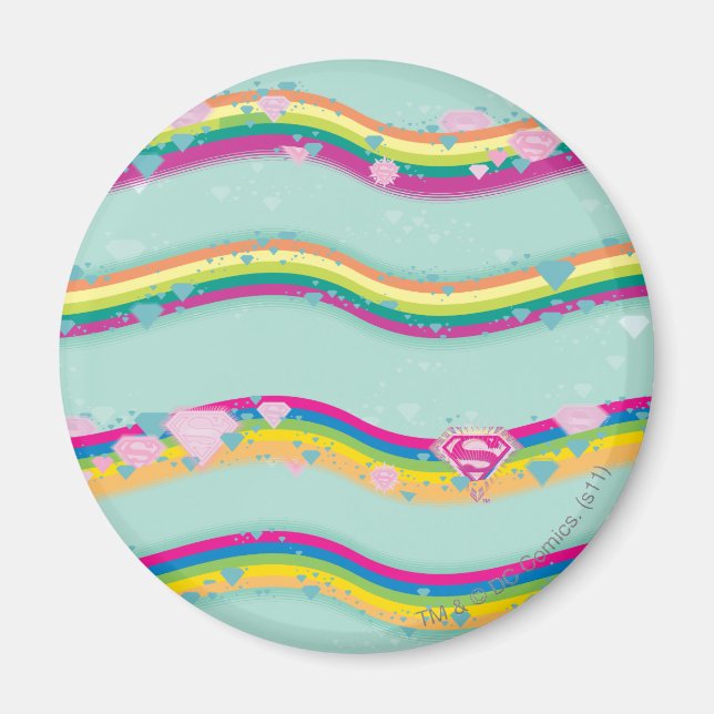 Supergirl Rainbow Vinkarare Grönt Magnet (Framsidan)