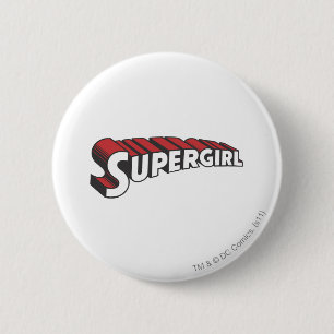 Supergirl Red and White Logotyp Knapp