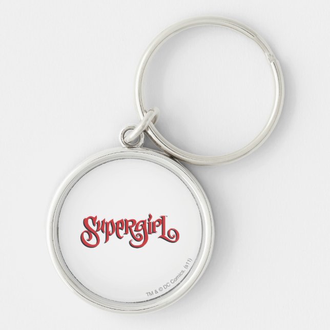 Supergirl Red Logotyp Rund Silverfärgad Nyckelring (Framsidan)