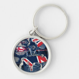 Supergirl Red, White & Blue Rund Silverfärgad Nyckelring